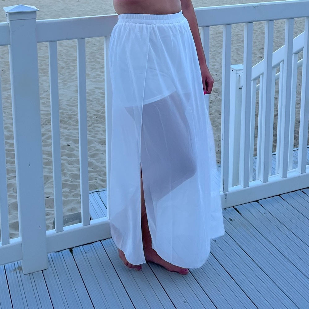 SHEIN VCAY Solid Split Thigh Skirt